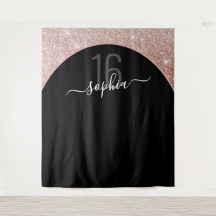 16. Geburtstag Rose Gold Glitter Bogen Personalisi Wandteppich