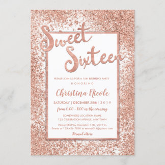 16 . Geburtstag Rose Gold Glitzer Chic 16. Geburts Einladung