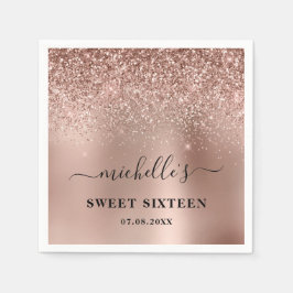 16 . Geburtstag Rose Gold Glitzer Name Serviette