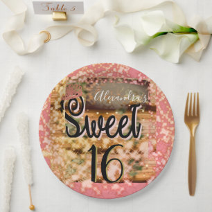 16 . Geburtstag Rose Gold Rustikal Pappteller