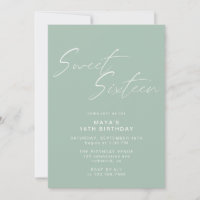 16 . Geburtstag Script Sage Green Mint 16. Geburts