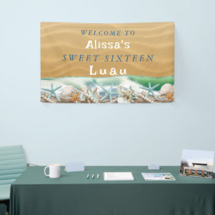 16 . Geburtstag Seashells Starfish Pearls Luau Banner