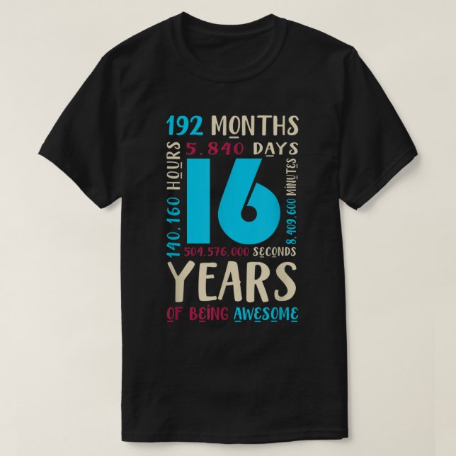 16. Geburtstag Shirt Kinder Geschenk 16 Jahre Jung (Design vorne)