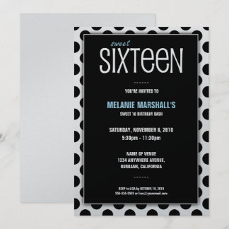 16 . Geburtstag Silver & Black| Party Einladungen