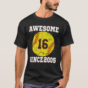 16. Geburtstag Softball Lover 16 Jahre alt Vintag T-Shirt