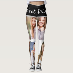 16 . Geburtstag Sparkle: Custom Foto Collage Leggi Leggings