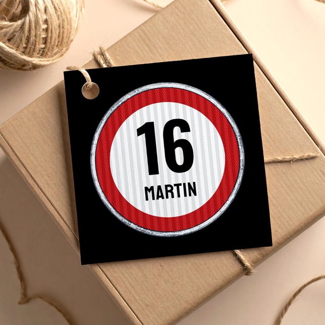 16. Geburtstag Speed Sign Geschenkanhänger (Von Creator hochgeladen)