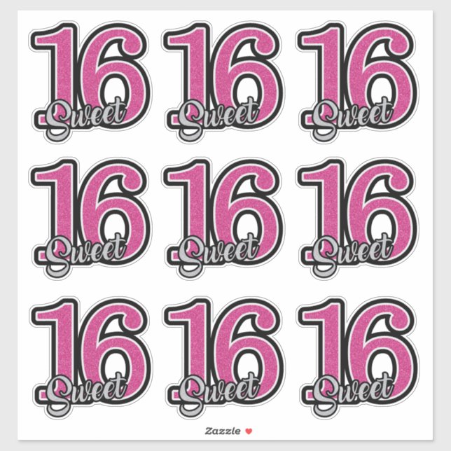 16 . Geburtstag Stickers Aufkleber (Blatt)