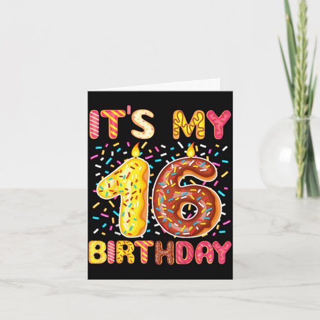 16. Geburtstag süße Donu  Karte (Vorderseite)