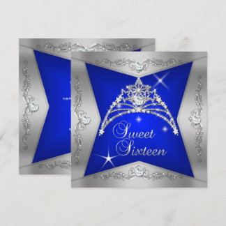 16 . Geburtstag Sweet 16 Blue Silver Tiara Einladung