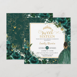16. Geburtstag Sweet 16 Emerald Green Floral Einladung