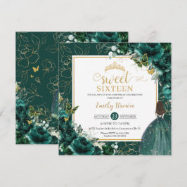 16. Geburtstag Sweet 16 Emerald Green Floral Invit Einladung