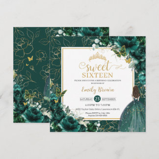 16. Geburtstag Sweet 16 Emerald Green Floral Invit Einladung
