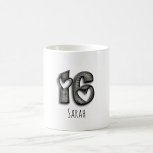 16. Geburtstag Sweet 16 Rustikale Typografie Grau Kaffeetasse