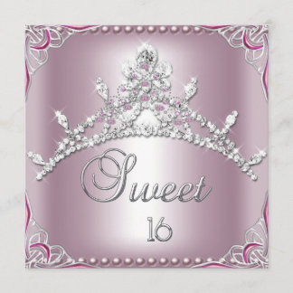 16 . Geburtstag Sweet 16 Silver Pink White Einladung