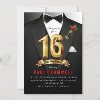 16. Geburtstag Sweet 16 Tuxedo Einladung