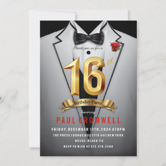 16. Geburtstag Sweet 16 Tuxedo Einladung