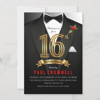 16. Geburtstag Sweet 16 Tuxedo Einladung