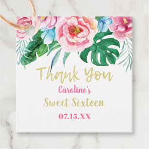 16 . Geburtstag Tropical Floral Pink Gold Vielen D Geschenkanhänger