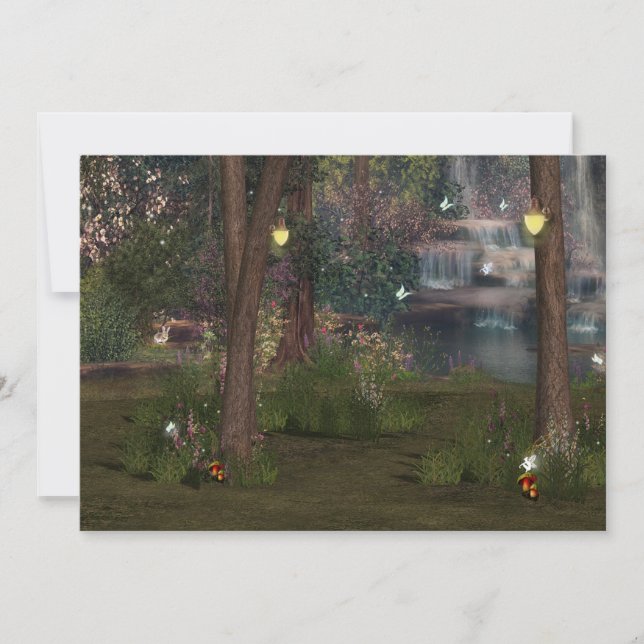 16 . Geburtstag, verzauberter Wald, Schmetterling, Einladung (Vorderseite)