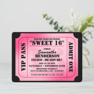 16 . Geburtstag VIP Ticket Style Party Einladungen