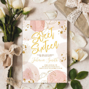 16 . Geburtstag Watercolor Pink Gold Geburtstag Einladung