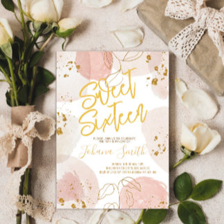 16 . Geburtstag Watercolor Pink Gold Geburtstag Einladung