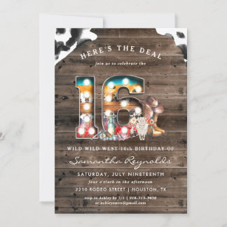 16. Geburtstag | Wild West Cowboy Einladung
