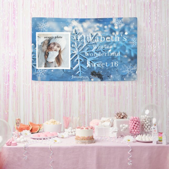 16 . Geburtstag Winter Wonderland Snowflake Banner (Party)