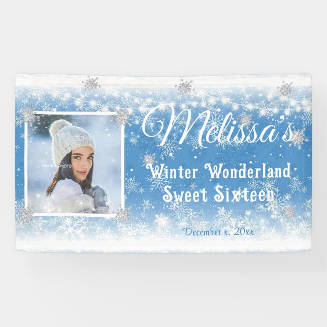 16 . Geburtstag Winter Wonderland Snowflakes Banner (Horizontal)