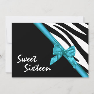 16 . Geburtstag Zebra und Ribbon Einladung
