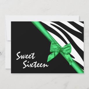 16 . Geburtstag Zebra und Ribbon Green Einladung