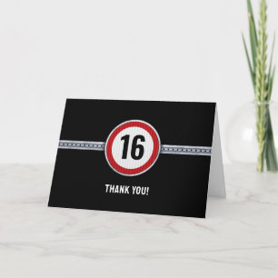 16. Geburtstags-Geschwindigkeitsbegrenzung Dankeskarte