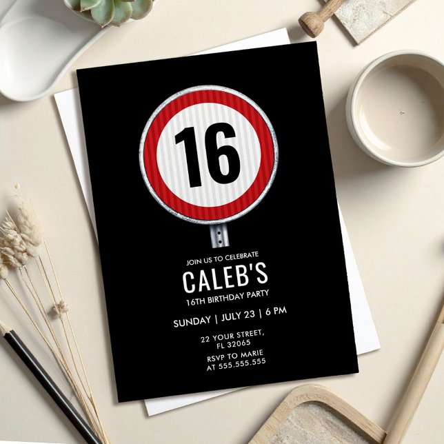 16. Geburtstags-Geschwindigkeitsbegrenzung  Postkarte (Von Creator hochgeladen)