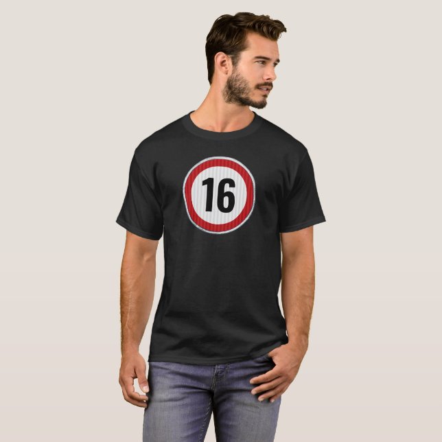16. Geburtstags-Geschwindigkeitsschild  T-Shirt (Vorne ganz)
