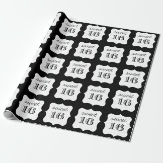 16. Geburtstags-Packpapier, -SCHWARZES u. -WEISS Geschenkpapier