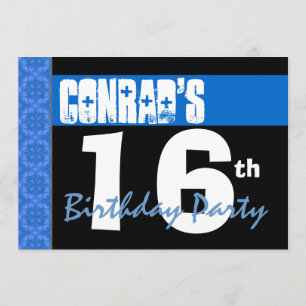 16. Geburtstags-Party-moderne helle blaue Sterne Einladung