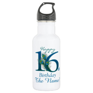 16. Geburtstags-Schablone 100% personalisiert Trinkflasche
