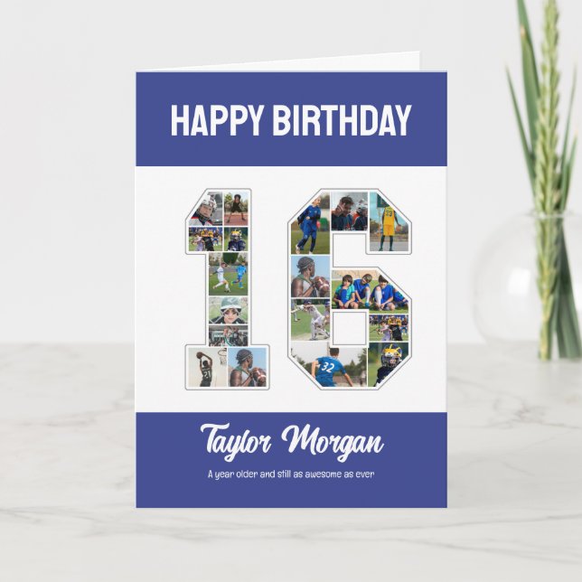16. Geburtstagsfeier 16. FotoCollage Karte (Vorderseite)