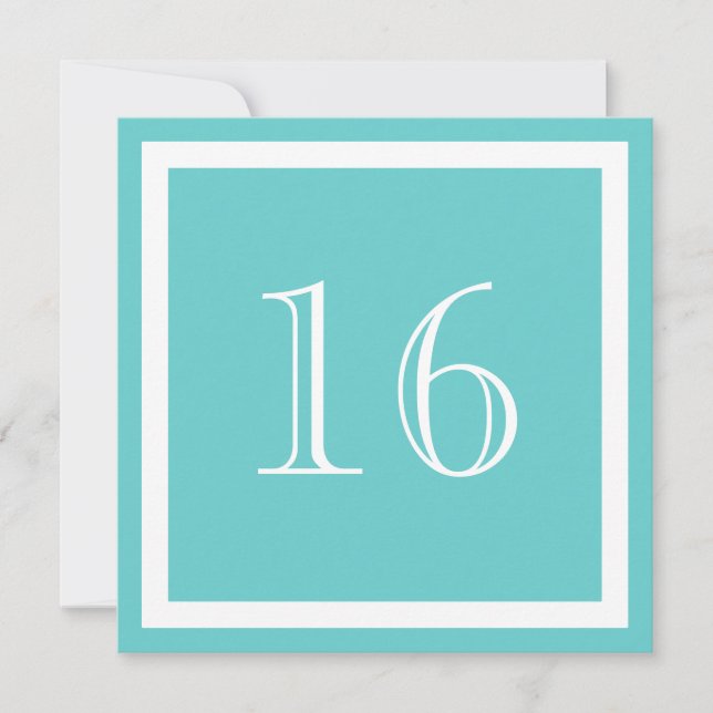 16. Geburtstagsfeier - Aqua Einladung (Vorderseite)