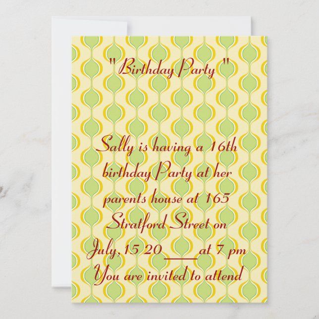 16. Geburtstagskarte Einladung (Vorderseite)