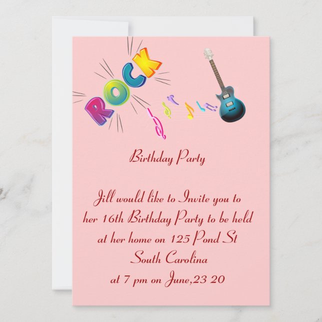 16. Geburtstagskarte Musik Rock Einladung (Vorderseite)