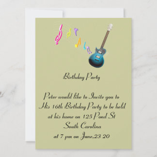 16. Geburtstagskarte Musikrock Einladung