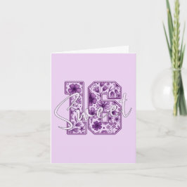 16. Geburtstagskarte Sweet 16 - Lila Florale Zahl Karte