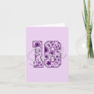 16. Geburtstagskarte Sweet 16 - Lila Florale Zahl Karte