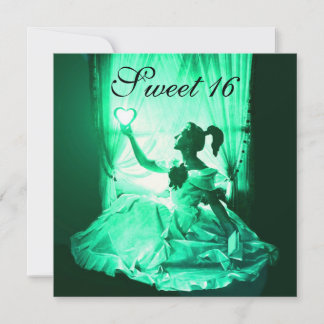 16 GEBURTSTAGSPARTEI, GREEN GELBEN SCHWARZER DAMAS EINLADUNG