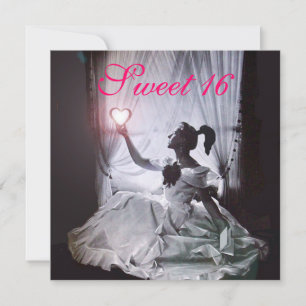 16 GEBURTSTAGSPARTEI, PINK FUCHSIA SCHWARZ DAMASK EINLADUNG