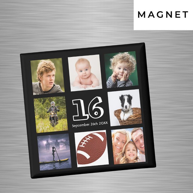 16. Geburtstagsparty Foto Collage Black Junge Magnet (Von Creator hochgeladen)