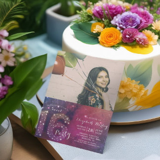 16. Geburtstagsparty Galaxy Constellations Foto Einladung