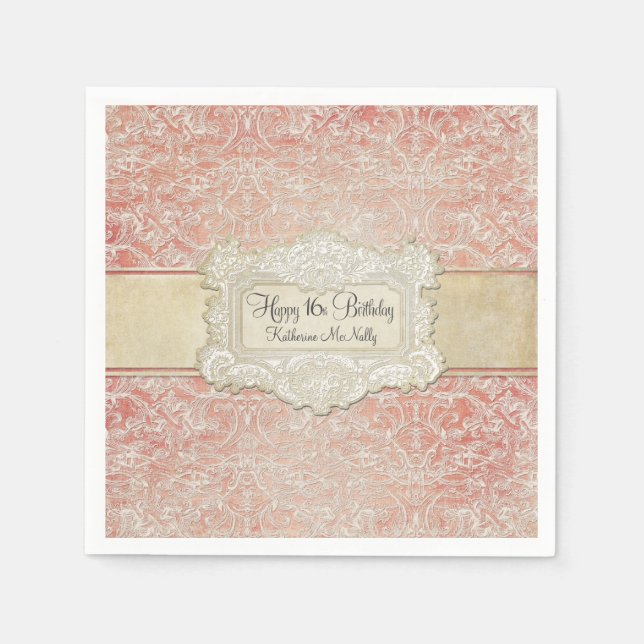16. Geburtstagsparty Vintag Französisches Regency  Serviette (Vorderseite)